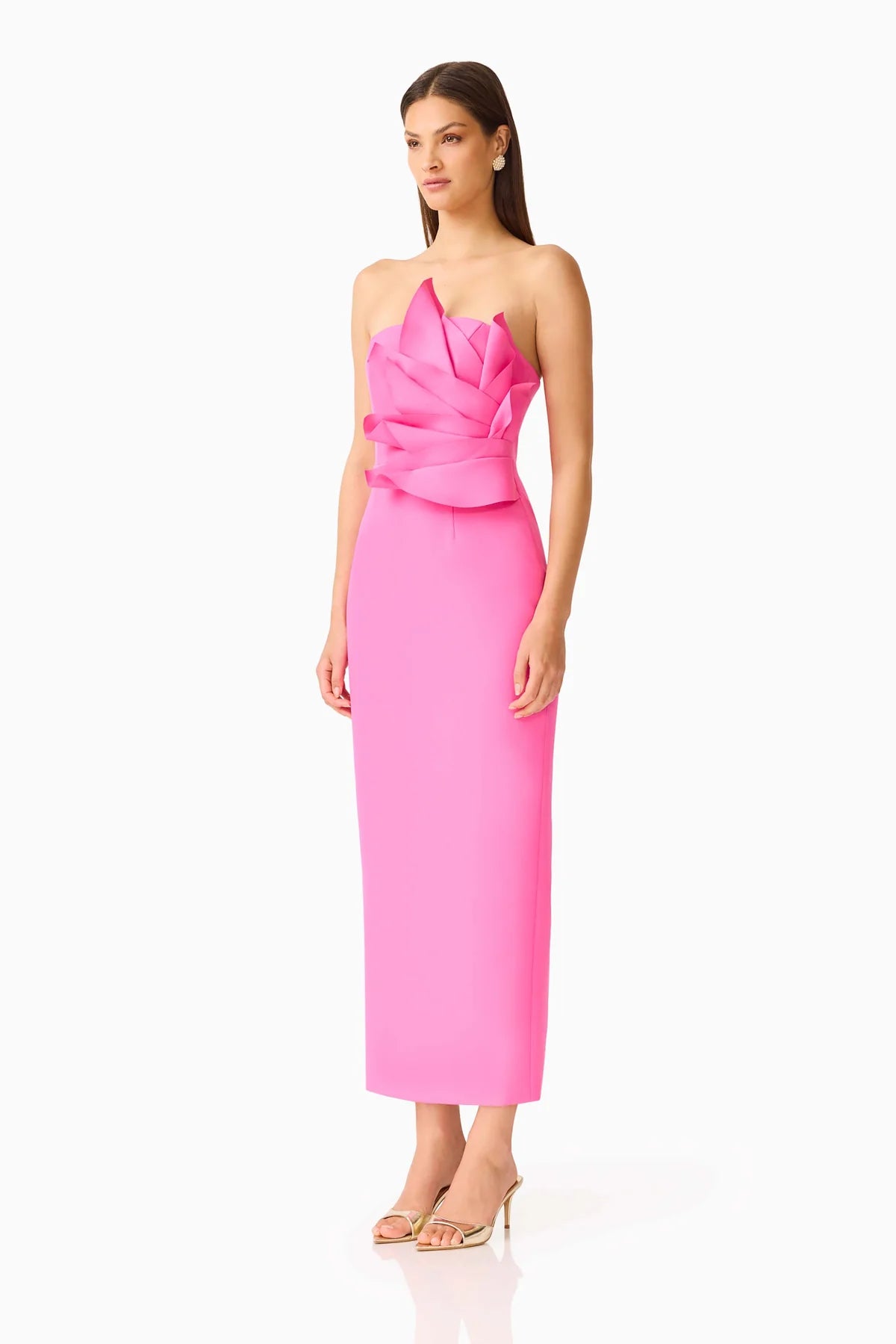 Laurentia Strapless Column Midi in Pink