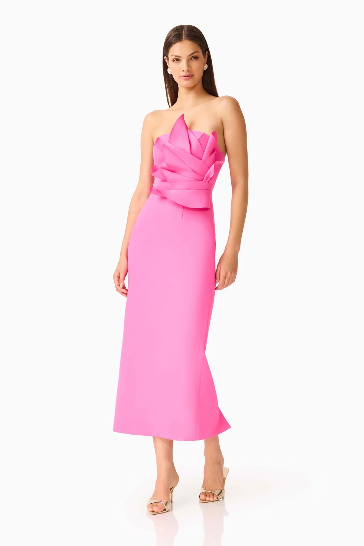 Laurentia Strapless Column Midi in Pink