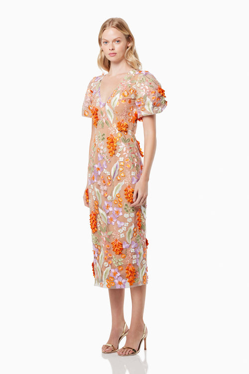 Remix 3D Floral Midi Dress