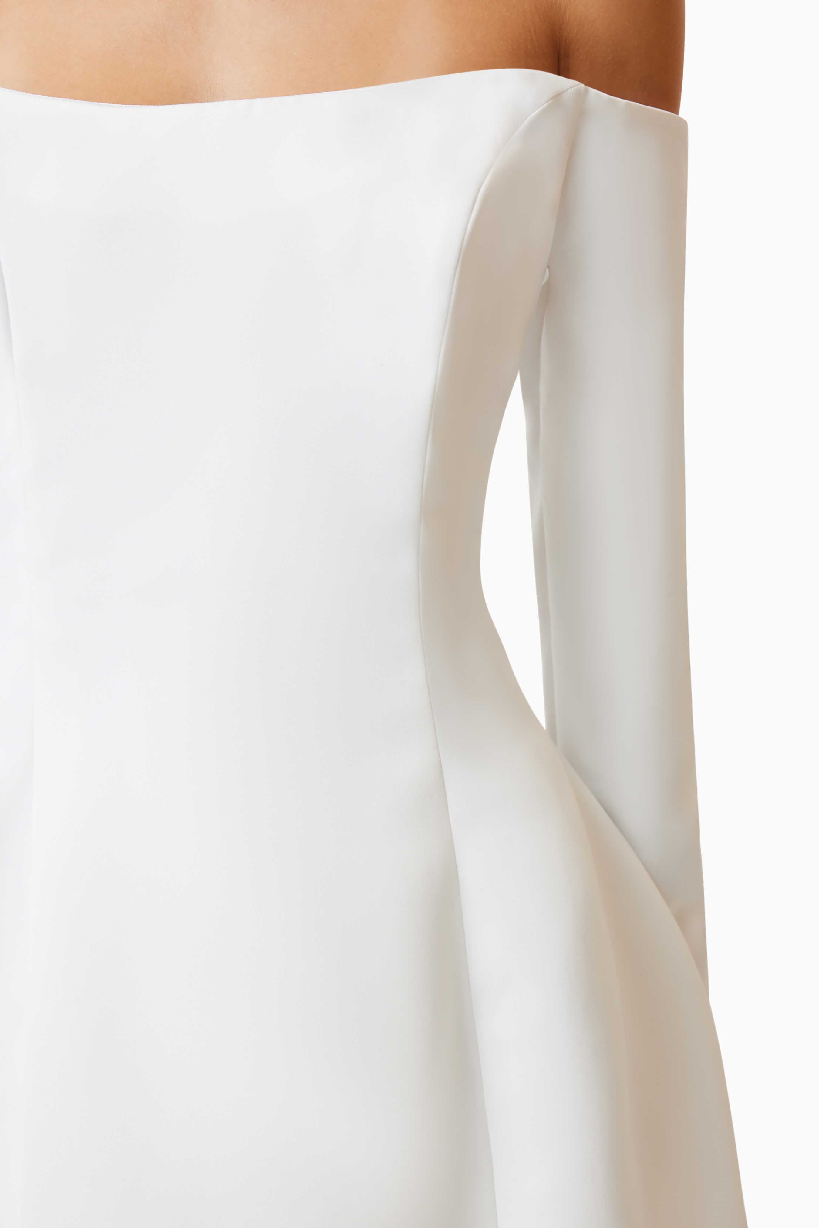 vida off the shoulder day mini dress in white Elegant Off-Shoulder Vida Dress in Ivory