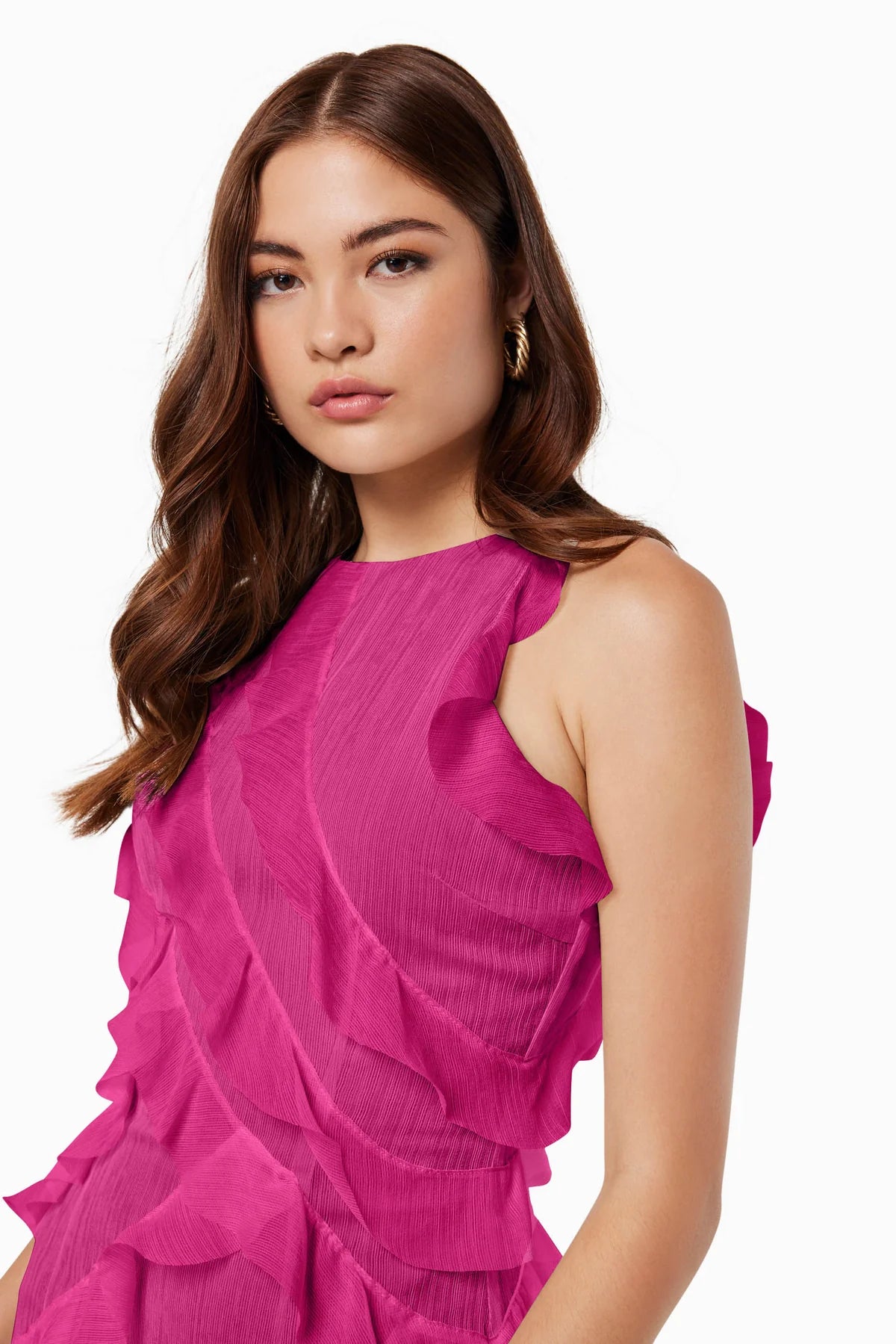 Elliatt Debra Textured Draped Sheer Gown In Orchid Elliatt Debra Textured Draped Sheer Gown In Orchid