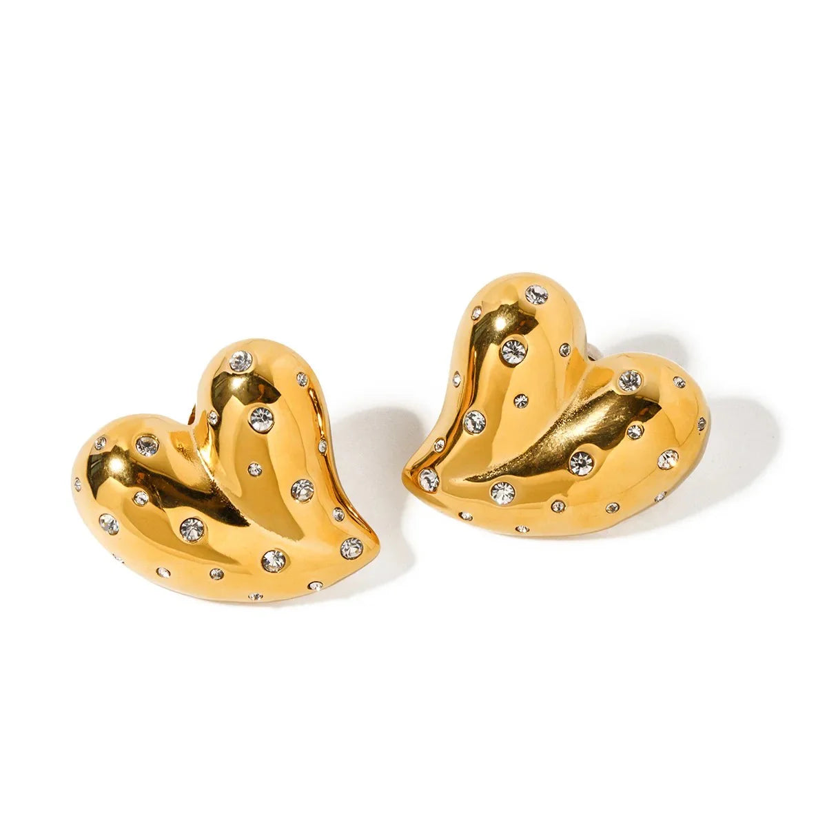 18k Gold Plated Stone Heart Earrings