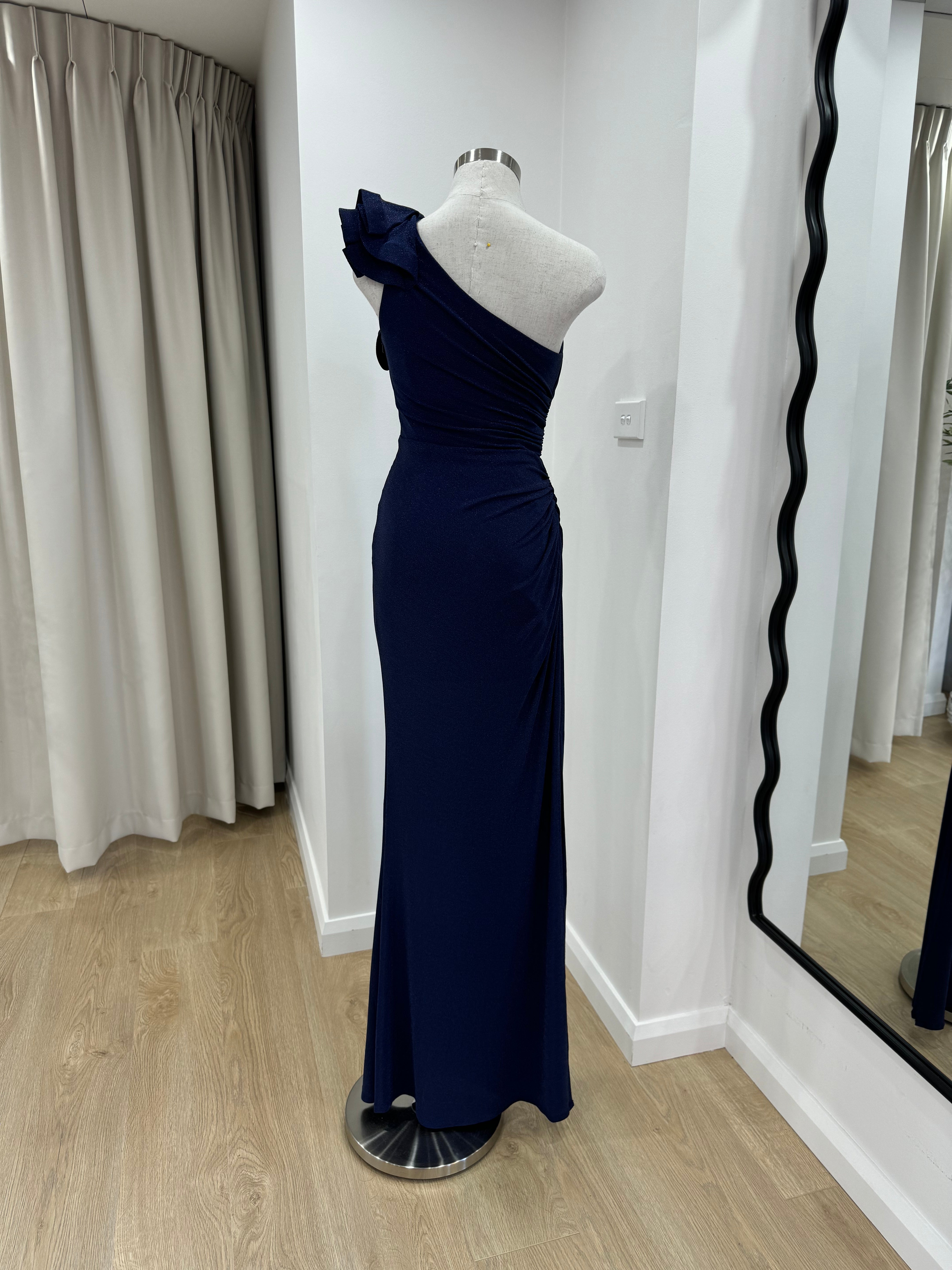 One Shoulder Ruffle Gown 223279