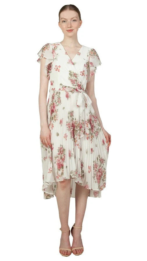 Floral Plisse Midi Dress 223433