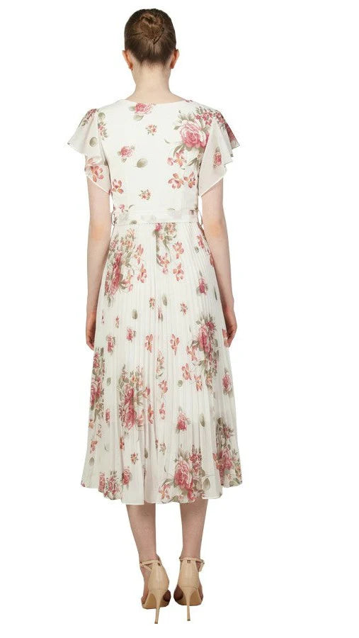 Floral Plisse Midi Dress 223433