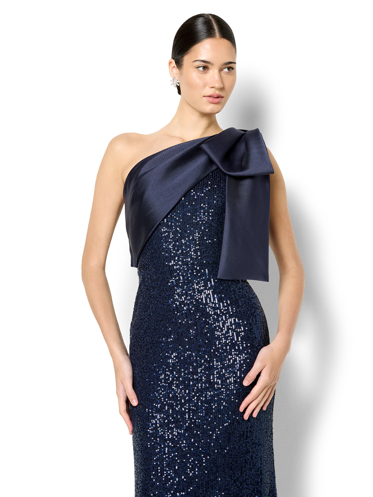 Lennon Navy Sequin One Shoulder Gown