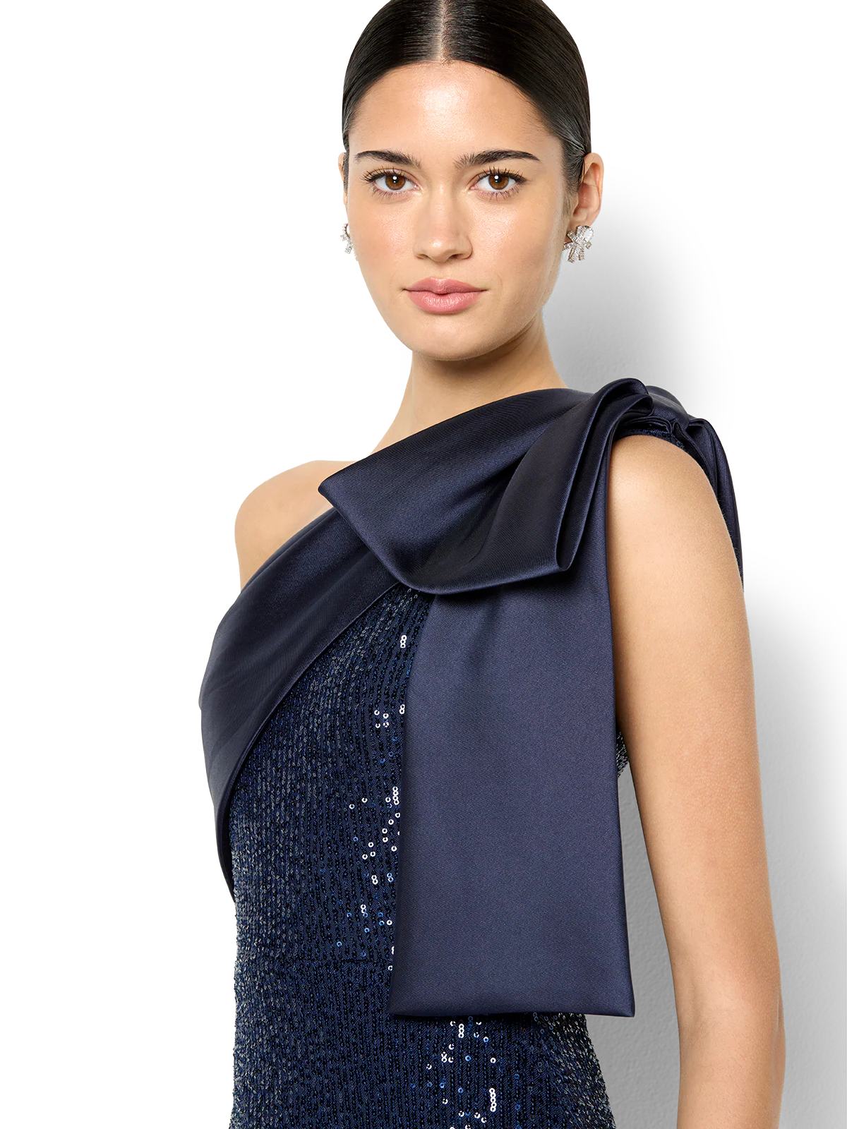 Lennon Navy Sequin One Shoulder Gown