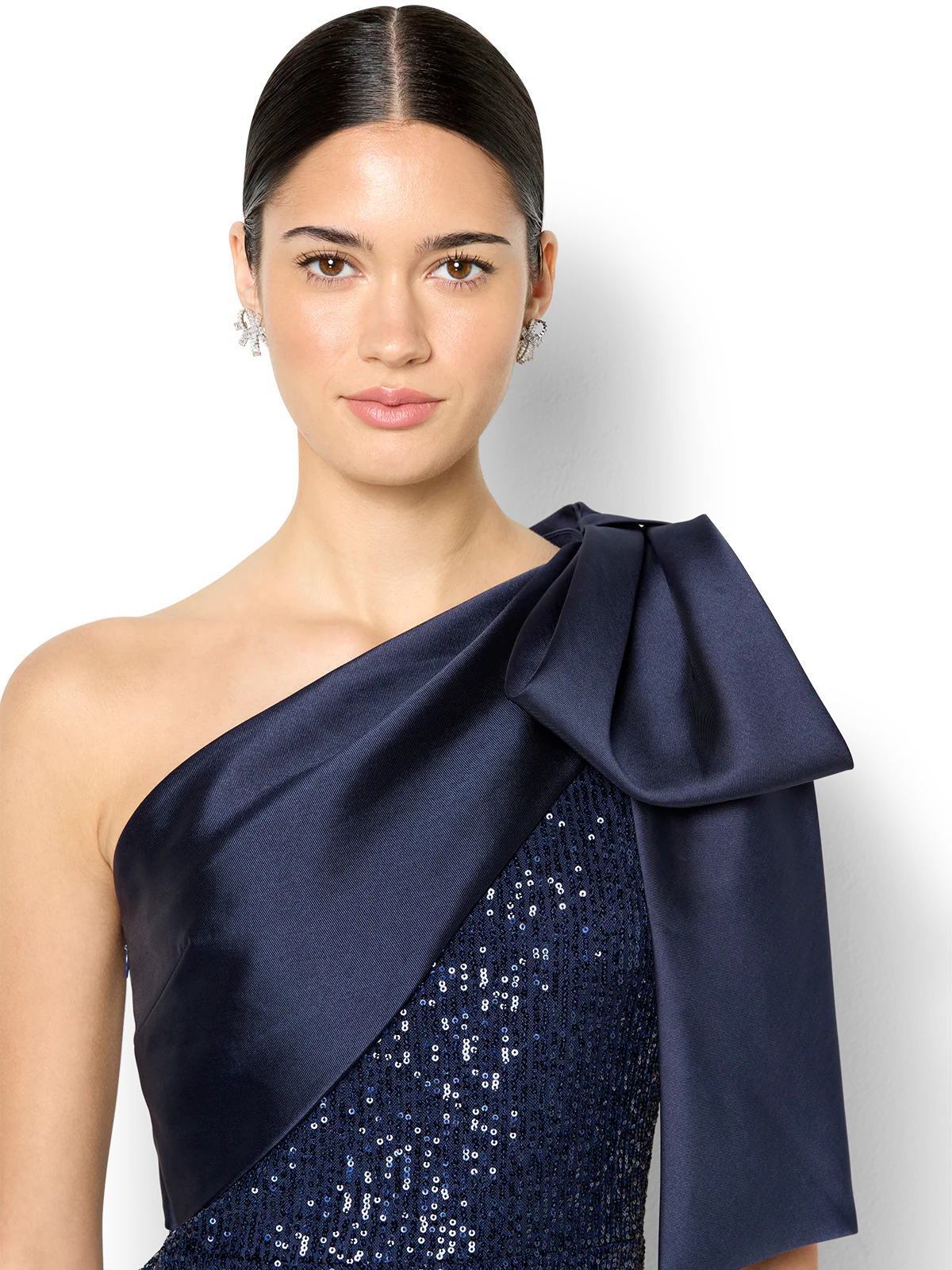 Lennon Navy Sequin One Shoulder Gown