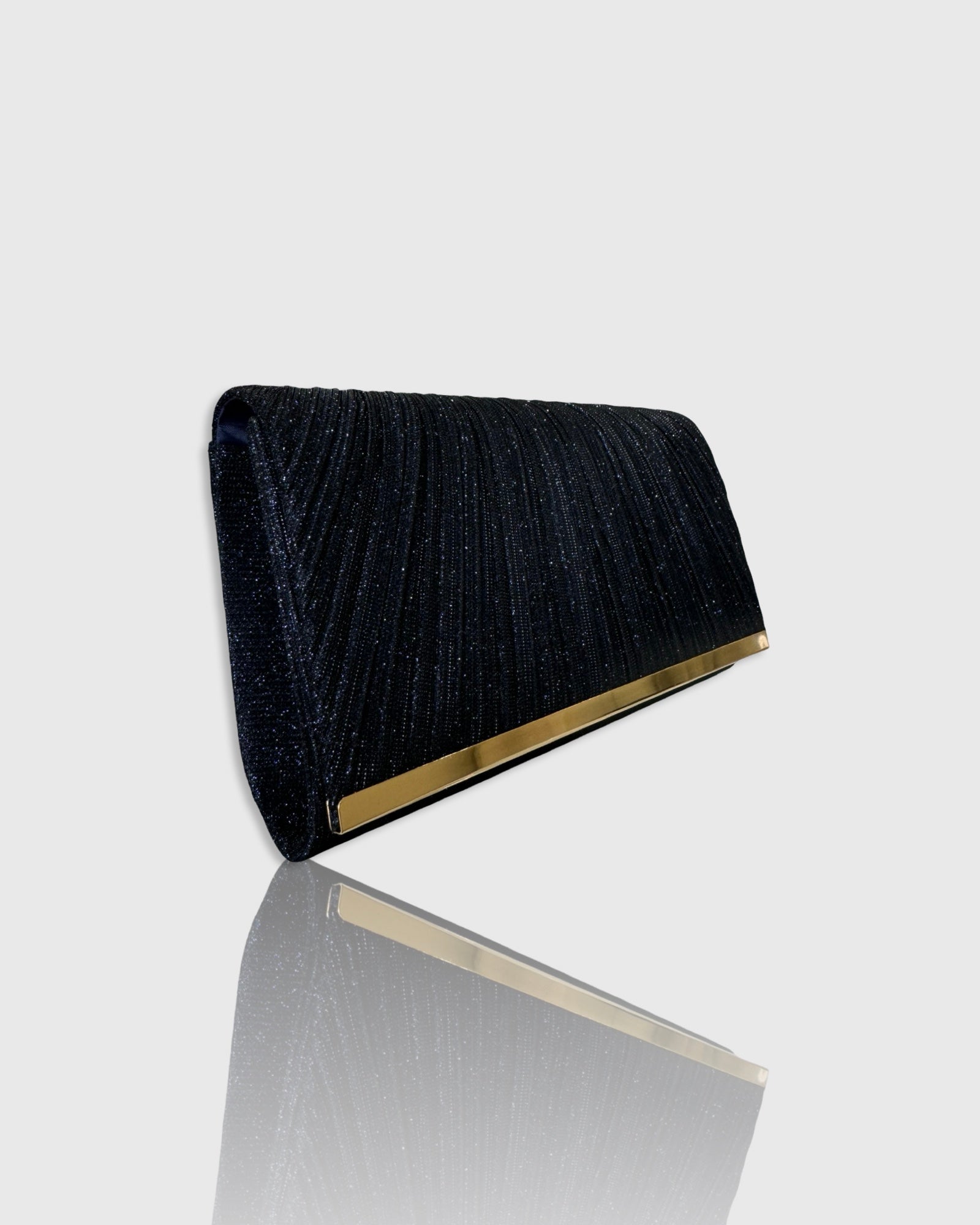 Glitter Ruched Evening Clutch