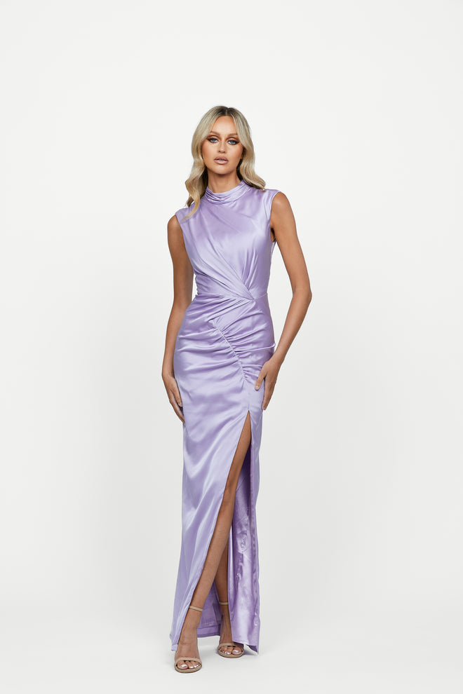 Ainslee High Neck Draped Gown