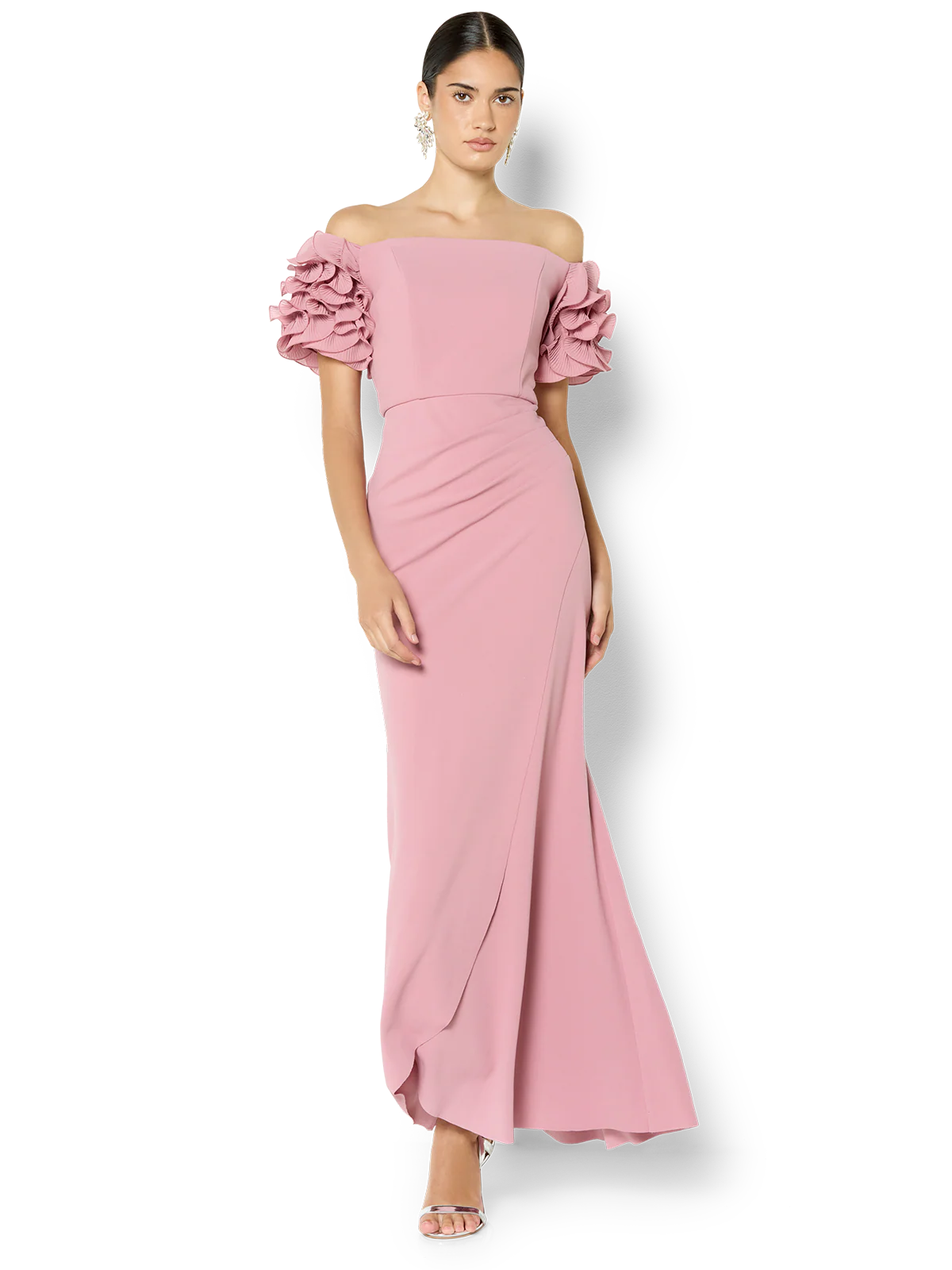 montique evening dresses Montique Claire Beaded Satin Overlay Gown