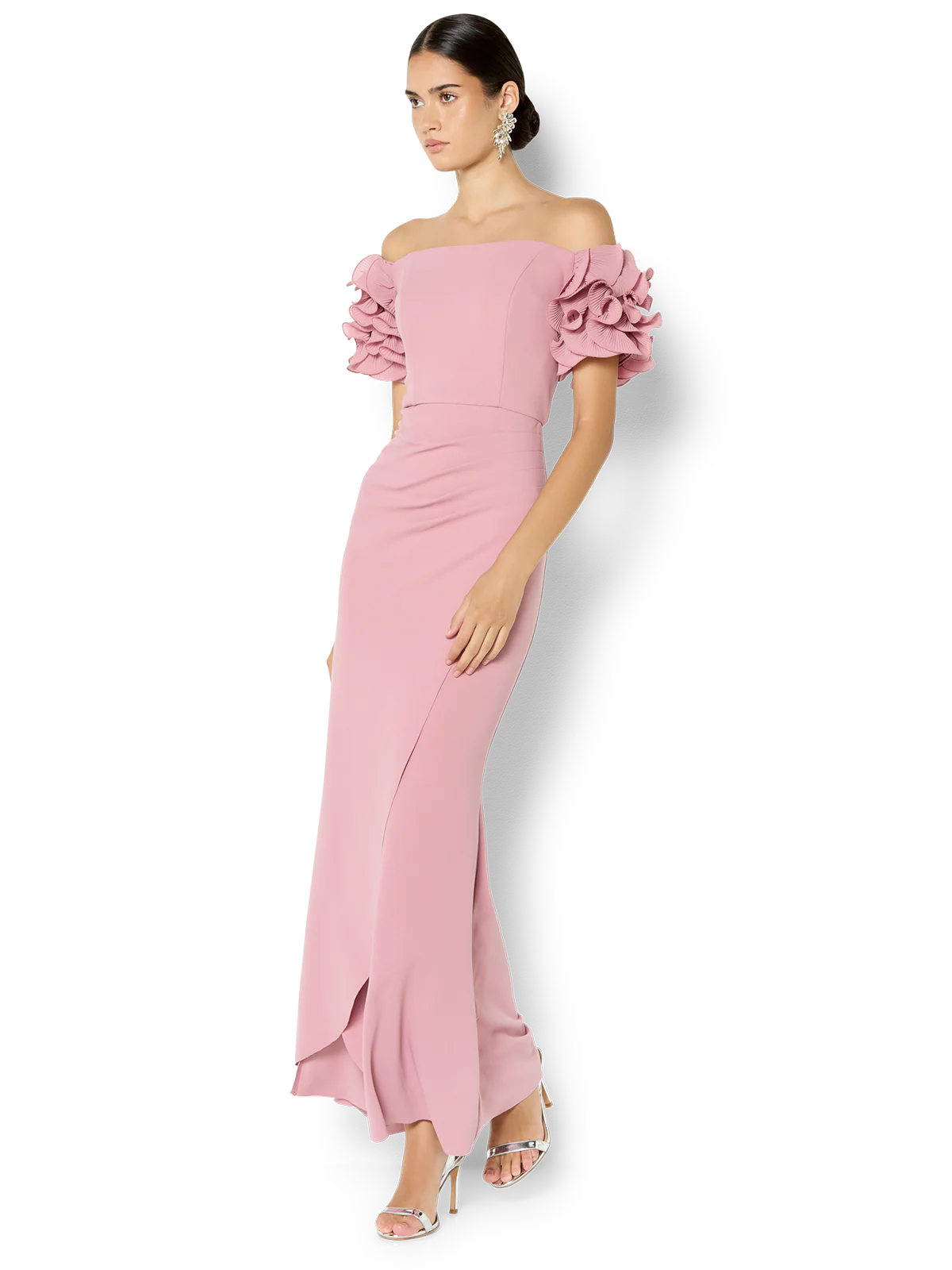 Diana Ruffle Sleeve Gown in Navy