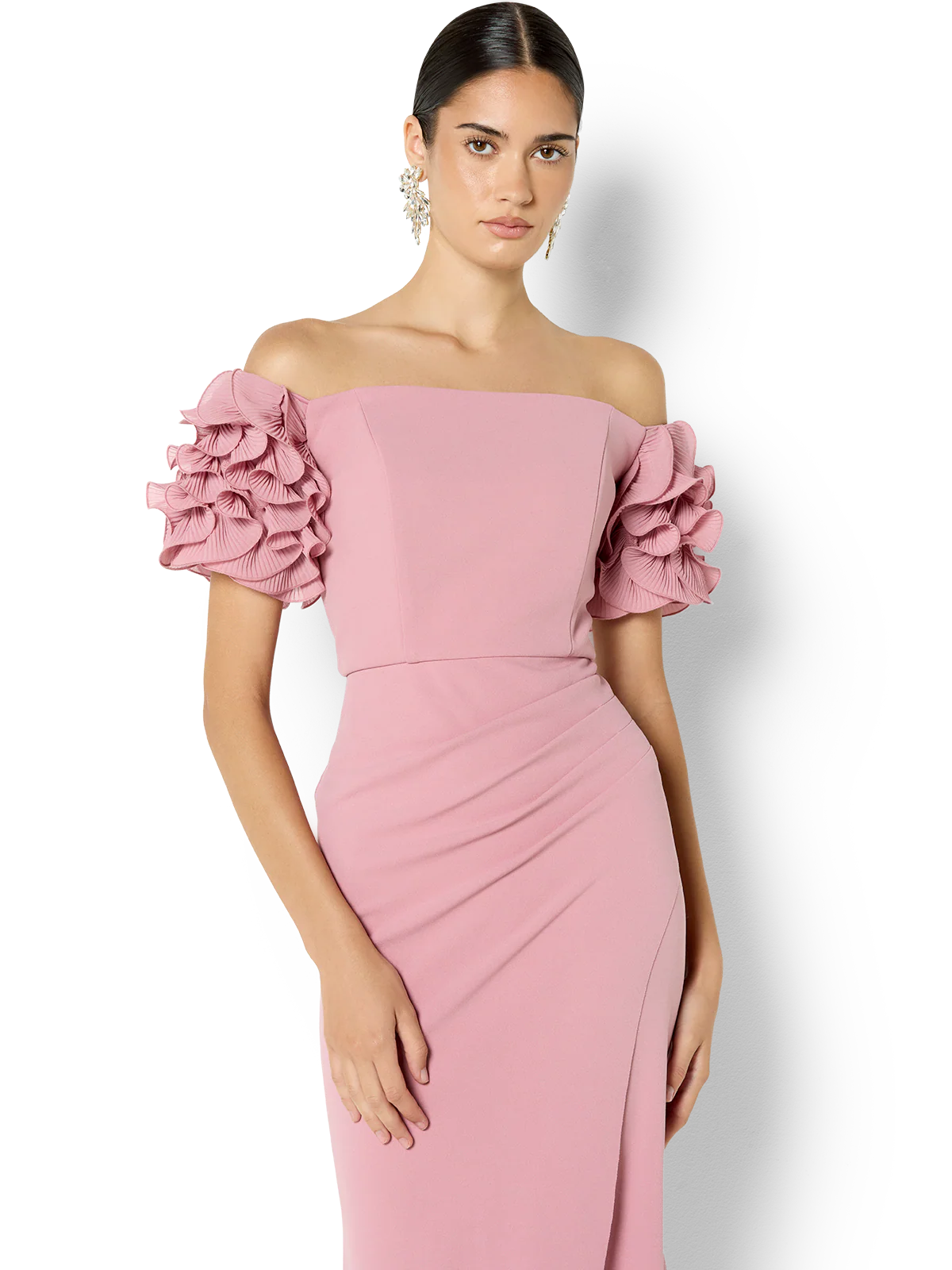 Diana Ruffle Sleeve Gown in Navy
