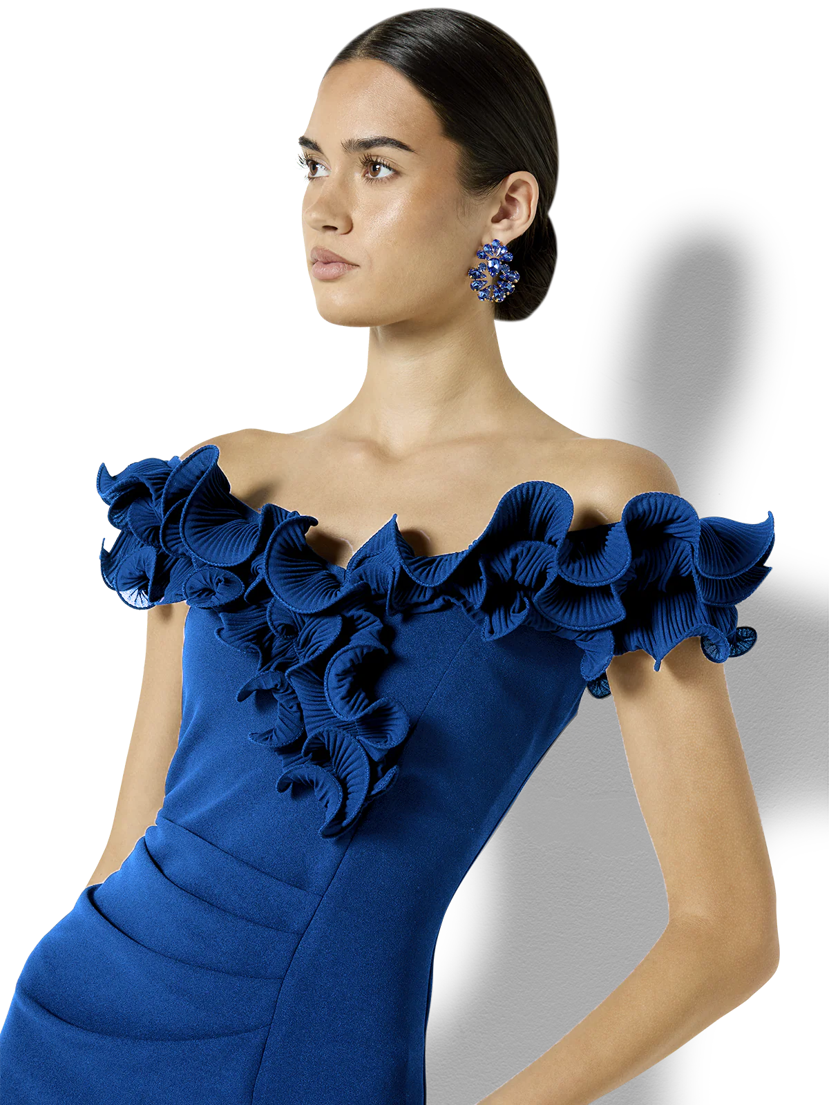 Ellie Sapphire Off The Shoulder Cocktail Dress