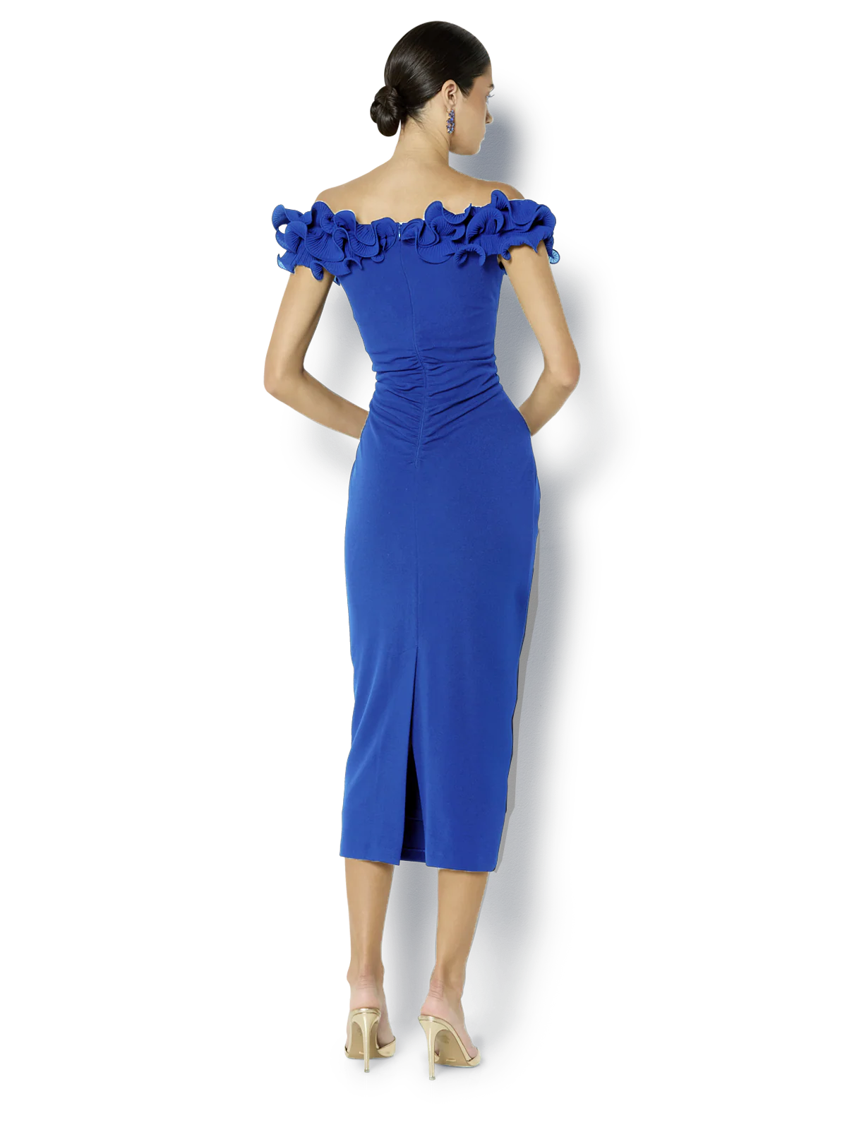 Ellie Sapphire Off The Shoulder Cocktail Dress