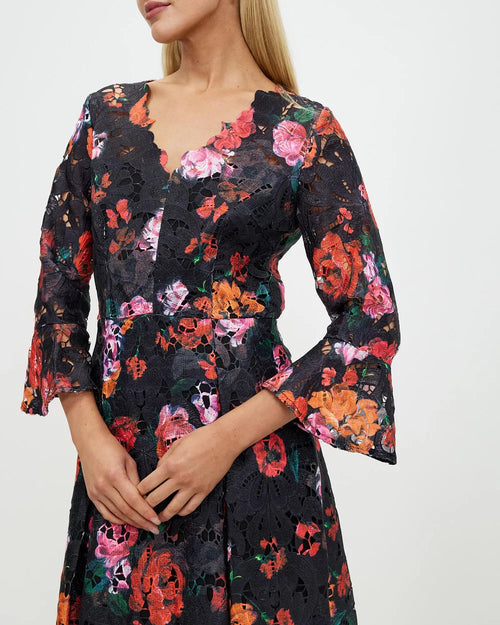 Night Flower Bell Sleeve Dress